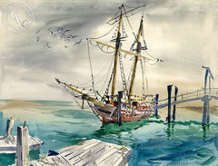 Squarerigger, California art by Lois Green Cohen. HD giclee art prints for sale at CaliforniaWatercolor.com - original California paintings, & premium giclee prints for sale