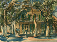 Mitchell Hotel, c. 1940s, California art by Louis Hughes. HD giclee art prints for sale at CaliforniaWatercolor.com - original California paintings, & premium giclee prints for sale
