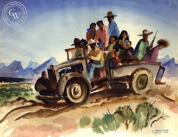 Migrant Workers, 1946, California art by Louis Macouillard. HD giclee art prints for sale at CaliforniaWatercolor.com - original California paintings, & premium giclee prints for sale