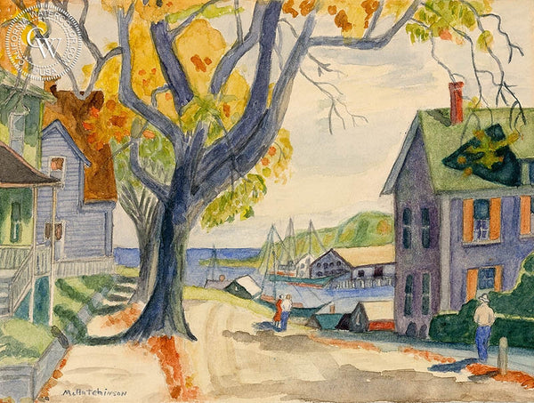 Harbor View, c. 1939, California watercolor painting by Mabel Hutchinson. HD giclee art prints for sale at CaliforniaWatercolor.com - original California paintings, & premium giclee prints for sale