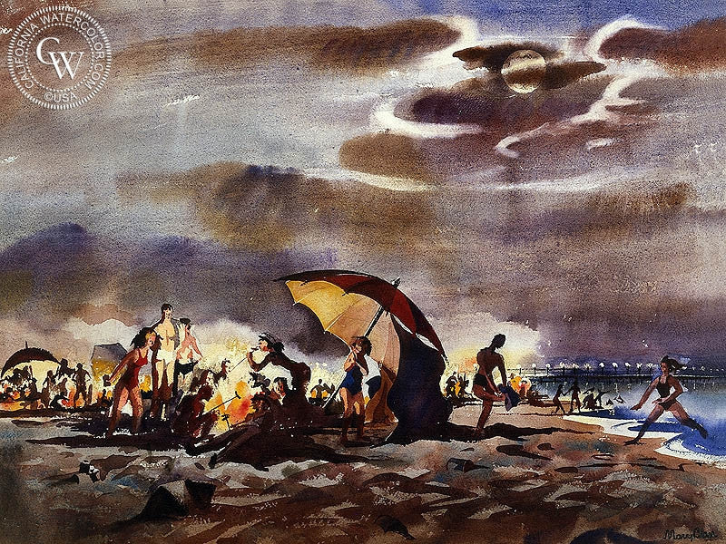 Beach Party, watercolor painting by Mary Blair  (American art). Fine art giclée print reproduction by California Watercolor for wall decor.