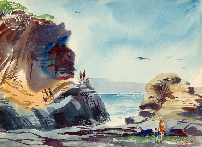 Mel Shaw - Path Between the Coves, Laguna Beach, 1959 - California art - Californiawatercolor.com