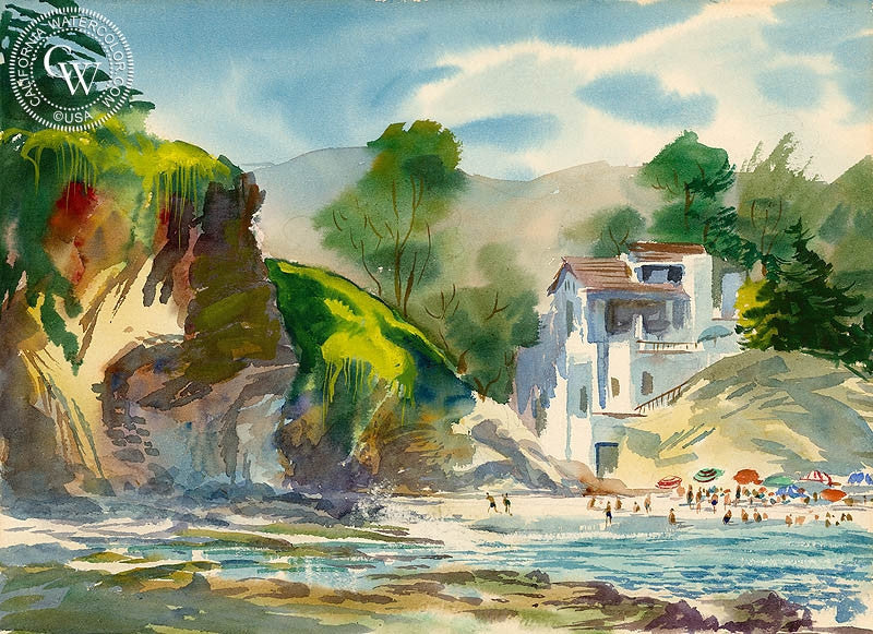 Mel Shaw - Shaw's Cove, Laguna Beach, 1959 - California art - Californiawatercolor.com