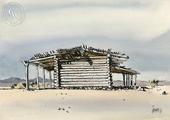Desert Station, Colorado River South of Blythe, 1971, California art by Milford Zornes. HD giclee art prints for sale at CaliforniaWatercolor.com - original California paintings, & premium giclee prints for sale