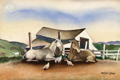 Mules, c. 1930's, California art by Milford Zornes. HD giclee art prints for sale at CaliforniaWatercolor.com - original California paintings, & premium giclee prints for sale