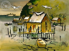 Study for Manzanillo Harbor, 1998, California art by Milford Zornes. HD giclee art prints for sale at CaliforniaWatercolor.com - original California paintings, & premium giclee prints for sale