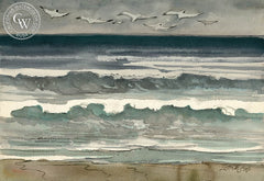 The Sea at Cabo San Jose, Mexico, 1976, California art by Milford Zornes. HD giclee art prints for sale at CaliforniaWatercolor.com - original California paintings, & premium giclee prints for sale