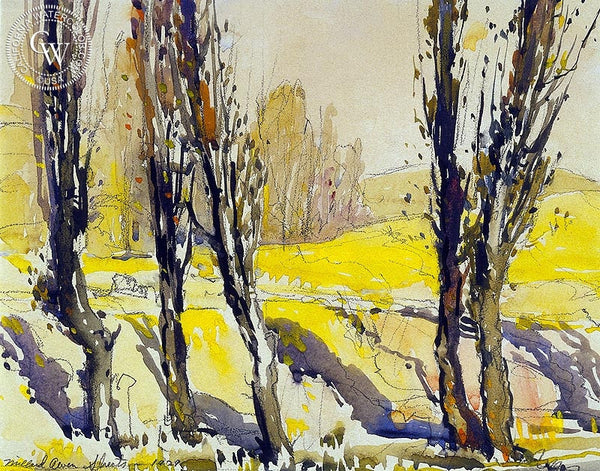 California watercolor by Millard Sheets, California Poplars, 1928