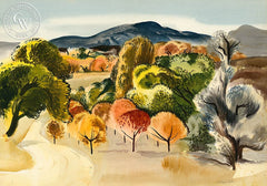 Fall Color, c. 1930's, California art by Millard Sheets. HD giclee art prints for sale at CaliforniaWatercolor.com - original California paintings, & premium giclee prints for sale