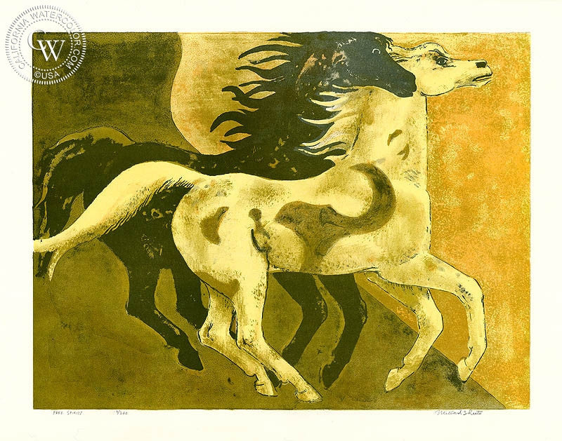 Millard Sheets - Free Spirits, c. 1970's - California art - fine art print for sale, giclee watercolor print - Californiawatercolor.com