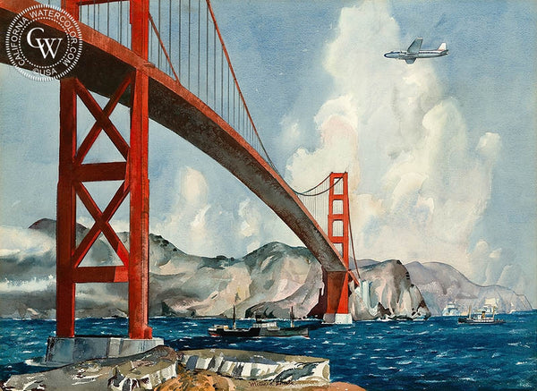 Golden Gate Passage, c. 1950's, California art by Millard Sheets. HD giclee art prints for sale at CaliforniaWatercolor.com - original California paintings, & premium giclee prints for sale