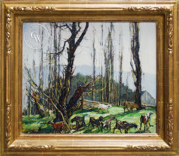 Millard Sheets - Green Pastures, c. 1920's, an original California oil painting for sale, original California art for sale - CaliforniaWatercolor.com