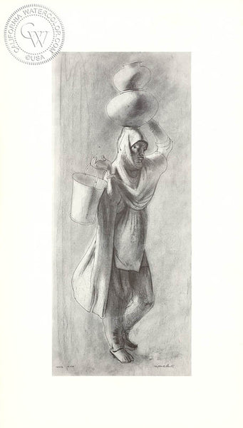 Millard Sheets - India, 1944 - California art - fine art print for sale, giclee watercolor print - Californiawatercolor.com