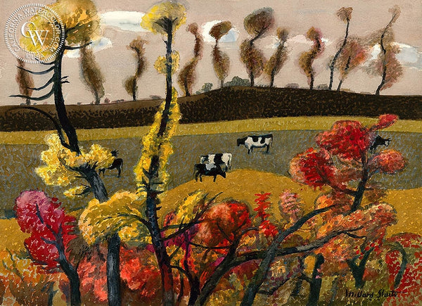 Iowa Fall, 1979, California art by Millard Sheets. HD giclee art prints for sale at CaliforniaWatercolor.com - original California paintings, & premium giclee prints for sale