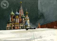 St. Basil Church, Moscow, Russia, 1982, California art by Millard Sheets. HD giclee art prints for sale at CaliforniaWatercolor.com - original California paintings, & premium giclee prints for sale