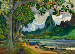 Tahitian Women, Moorea, California art by Millard Sheets. HD giclee art prints for sale at CaliforniaWatercolor.com - original California paintings, & premium giclee prints for sale