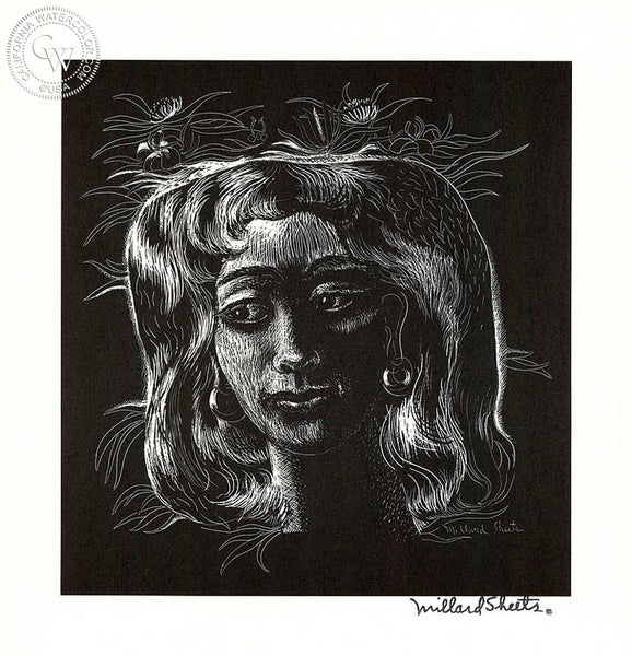 Millard Sheets - Woman, c. 1940's - California art - fine art print for sale, giclee watercolor print - Californiawatercolor.com