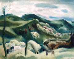 Millard Sheets - Verdant Hills, c. 1930's, an original California oil painting for sale, original California art for sale - CaliforniaWatercolor.com