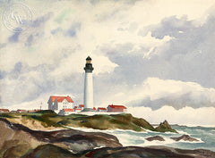 Pigeon Point Lighthouse, California art by Nat Levy. HD giclee art prints for sale at CaliforniaWatercolor.com - original California paintings, & premium giclee prints for sale
