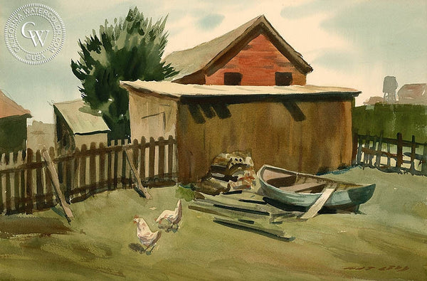 The Chicken Coop, California art by Nat Levy. HD giclee art prints for sale at CaliforniaWatercolor.com - original California paintings, & premium giclee prints for sale