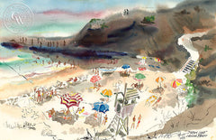 Divers Cove, Laguna Beach, 1943, California watercolor art by Noel Quinn. HD giclee art prints for sale at CaliforniaWatercolor.com - original California paintings, & premium giclee prints for sale