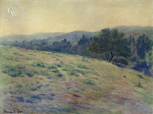 California Hillside, California art by Norman St. Clair. HD giclee art prints for sale at CaliforniaWatercolor.com - original California paintings, & premium giclee prints for sale