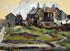 The Farm, 1939, California art by Oscar Van Young. HD giclee art prints for sale at CaliforniaWatercolor.com - original California paintings, & premium giclee prints for sale