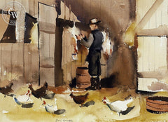 Dressing Poultry, California art by Paul Sample. HD giclee art prints for sale at CaliforniaWatercolor.com - original California paintings, & premium giclee prints for sale