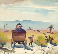 Grape Harvest, c. 1930s, California art by Phil Dike. HD giclee art prints for sale at CaliforniaWatercolor.com - original California paintings, & premium giclee prints for sale