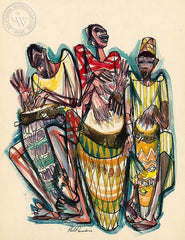 Haiti, Rhythm, 1954, California art by Phil Paradise. HD giclee art prints for sale at CaliforniaWatercolor.com - original California paintings, & premium giclee prints for sale
