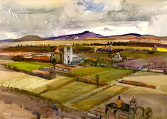 The Mission, 1933, California art by Phil Paradise. HD giclee art prints for sale at CaliforniaWatercolor.com - original California paintings, & premium giclee prints for sale