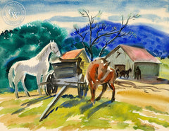 Horses, 1946, California art by Preston Blair. HD giclee art prints for sale at CaliforniaWatercolor.com - original California paintings, & premium giclee prints for sale