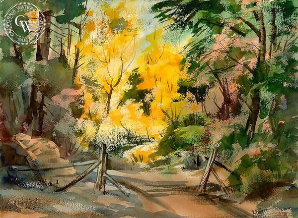 Autumn Trees, California art by Ralph Baker. HD giclee art prints for sale at CaliforniaWatercolor.com - original California paintings, & premium giclee prints for sale