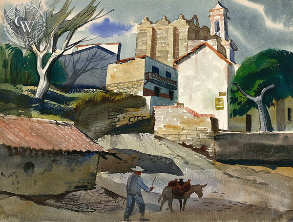 Back Street Taxco, California art by Ralph Hulett. HD giclee art prints for sale at CaliforniaWatercolor.com - original California paintings, & premium giclee prints for sale