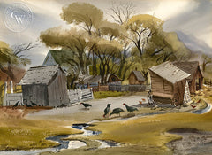 Turkey Farm, 1947, California art by Ralph Hulett. HD giclee art prints for sale at CaliforniaWatercolor.com - original California paintings, & premium giclee prints for sale