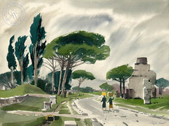 Via Appia, California art by Ralph Hulett. HD giclee art prints for sale at CaliforniaWatercolor.com - original California paintings, & premium giclee prints for sale