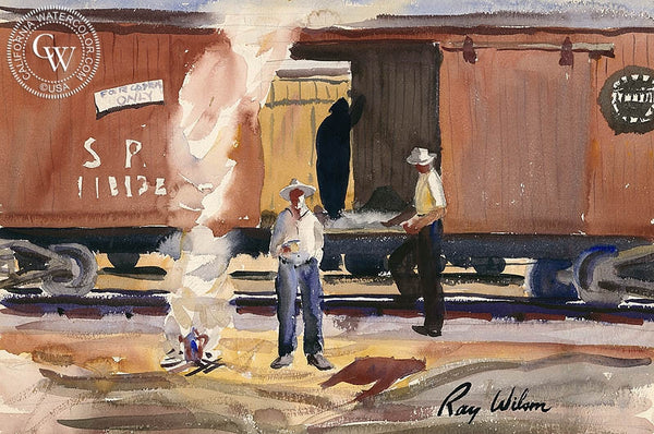 Southern Pacific Railroad, California art by Ray Wilson. HD giclee art prints for sale at CaliforniaWatercolor.com - original California paintings, & premium giclee prints for sale