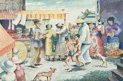 Chinatown, 1934, California art by Retta Scott. HD giclee art prints for sale at CaliforniaWatercolor.com - original California paintings, & premium giclee prints for sale