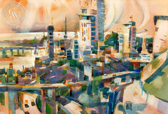 San Diego, 1970, California art by Rex Brandt. HD giclee art prints for sale at CaliforniaWatercolor.com - original California paintings, & premium giclee prints for sale