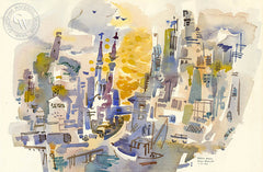 North Beach, 1962, California art by Rex Brandt. HD giclee art prints for sale at CaliforniaWatercolor.com - original California paintings, & premium giclee prints for sale