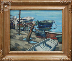 Richmond Kelsey - Boats, 1930, an original California oil painting for sale, original California art for sale - CaliforniaWatercolor.com