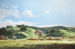 Richmond Kelsey - Green Hills, c. 1940's, an original California oil painting for sale, original California art for sale - CaliforniaWatercolor.com