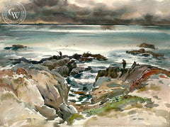 The Fishermen, California art by Art Riley. HD giclee art prints for sale at CaliforniaWatercolor.com - original California paintings, & premium giclee prints for sale