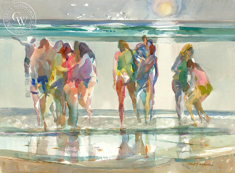 Shore Ribbons, watercolor painting by Robert E. Wood  (American art). Fine art giclée print reproduction by California Watercolor for wall decor.