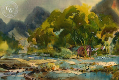 River Shack, California art by Robert Landry. HD giclee art prints for sale at CaliforniaWatercolor.com - original California paintings, & premium giclee prints for sale