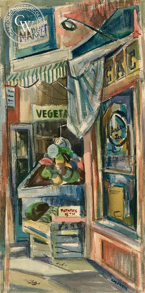 The Market, California art by Robert Uecker. HD giclee art prints for sale at CaliforniaWatercolor.com - original California paintings, & premium giclee prints for sale