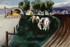 Belmont, 1948, California art by Rollin Pickford. HD giclee art prints for sale at CaliforniaWatercolor.com - original California paintings, & premium giclee prints for sale