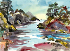 Buckhorn Cove 2, California art by Ron Hanner. HD giclee art prints for sale at CaliforniaWatercolor.com - original California paintings, & premium giclee prints for sale