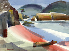 Mendocino Beach II, California art by Ron Hanner. HD giclee art prints for sale at CaliforniaWatercolor.com - original California paintings, & premium giclee prints for sale