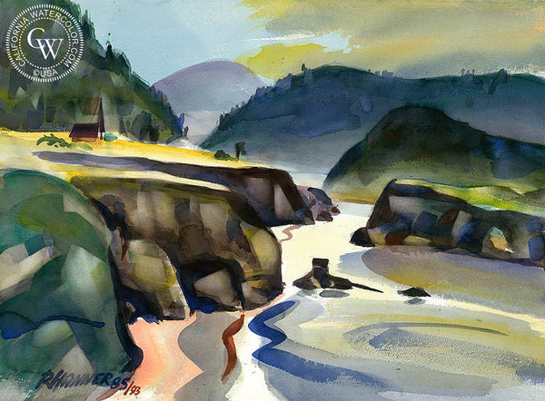 Mendocino Bay IV, California art by Ron Hanner. HD giclee art prints for sale at CaliforniaWatercolor.com - original California paintings, & premium giclee prints for sale